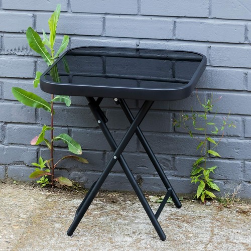 Folding side table glass top - side,