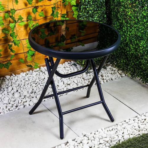 Folding side table glass - side, top