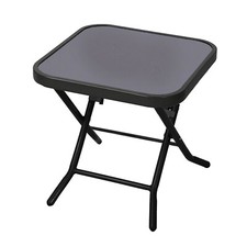 Folding Side Table Glass Top