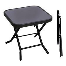 Folding Side Table Glass Top